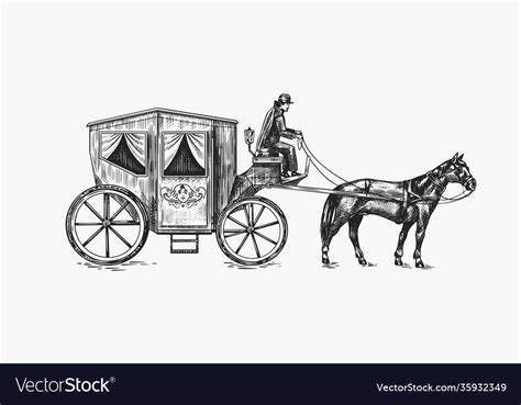 Horse Carriage Coachman On An Old Victorian Vector Image