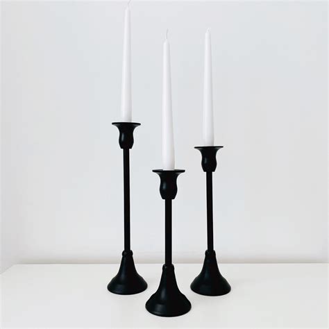 Matte Black Candle Holders Set Of 3 For Taper Candles Mantle Etsy