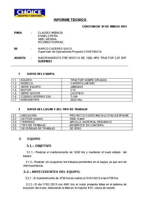 Doc Modelo Formato De Informe Tecnico En Word Edward Villanueva