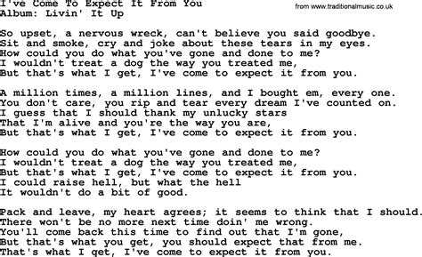 Ive Come To Expect It From You By George Strait Lyrics