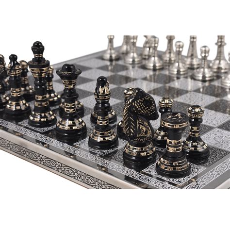 12 Metal Luxury Chess Pieces And Board Set Staunton Etsy Uk