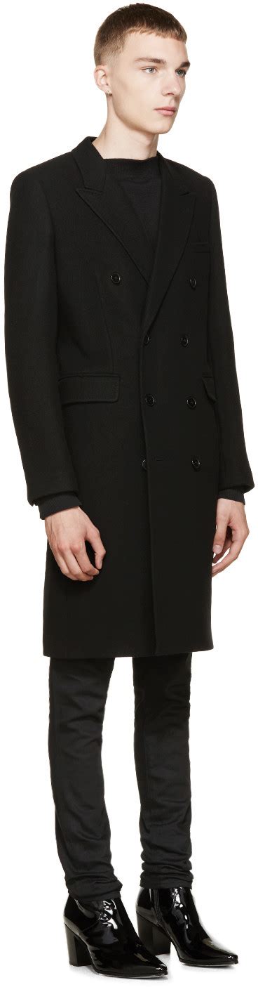 Saint Laurent Black Double Breasted Cashmere Coat Cashmere Coat