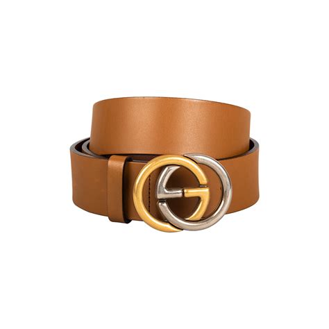 Gucci Brown Leather Interlocking Gg Buckle Belt Size 95cm My Luxury