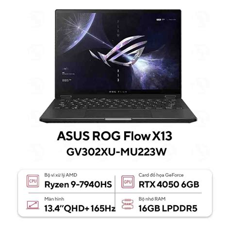 Laptop Gaming Asus Rog Flow X13 Gv302xu Mu223w Ryzen 9 7940hs 16gb