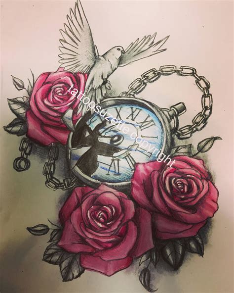Clock Roses Tattoo Design By Tattoosuzette On Deviantart