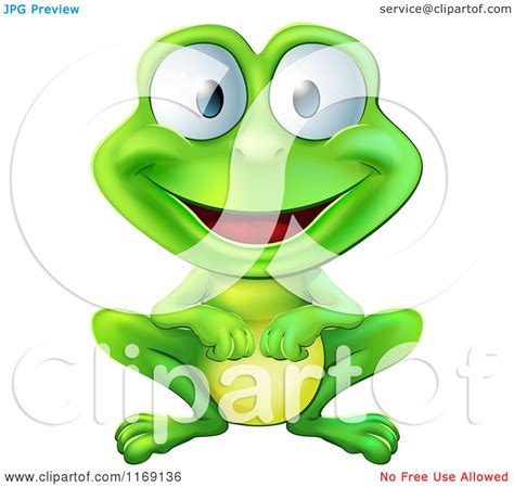Cartoon Of A Happy Green Frog Smiling Royalty Free Vector Clipart By