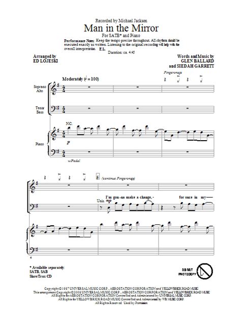 Man in the mirror lyrics joyful noise. Man In The Mirror | Sheet Music Direct