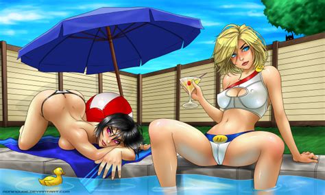 Terra And Power Girl Poolside Power Girl And Atlee Lesbian Porn Luscious