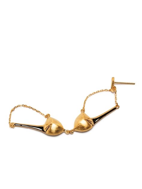 Anissa Kermiche Bra Gold Plated Drop Earring Farfetch