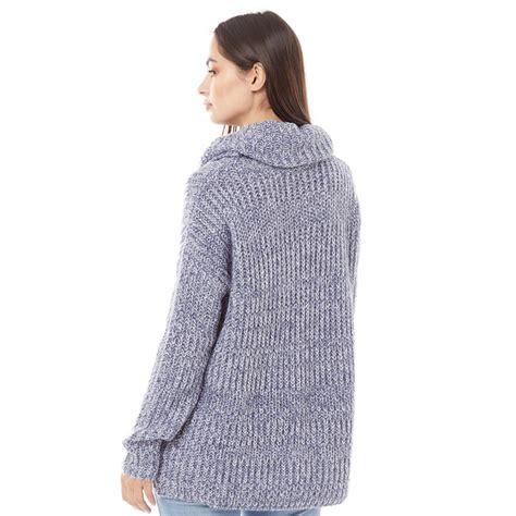 buy onfire womens cowl neck sweater blue ecru twist