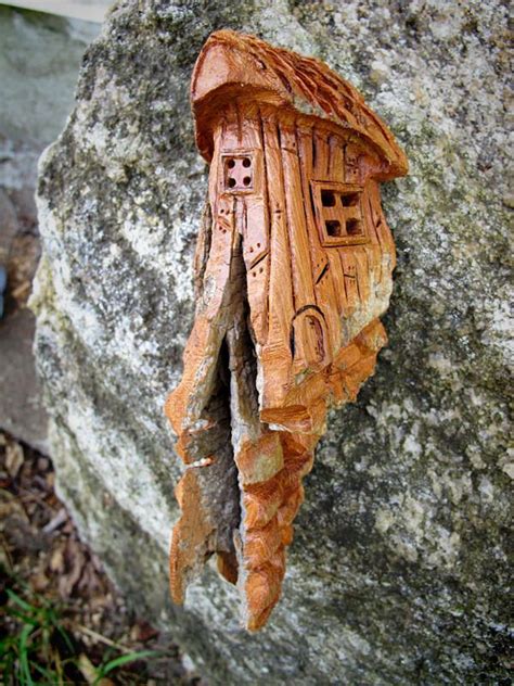 Fairy House Hand Carved From Cottonwood Bark Small Wonder Carving