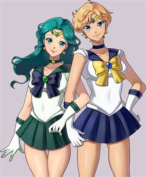 Sailor Neptune Sailor Uranus By Hyeppy Sailor Moon Fondo De