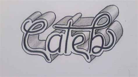3d Drawing Calligraphy Name Caleb On Paper How To Draw Easy Art For