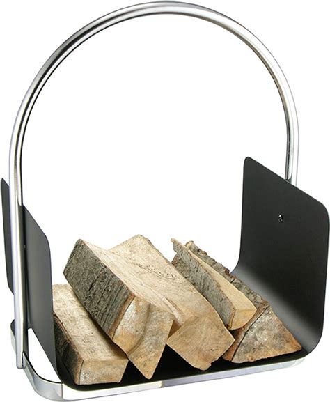 Hot Stock Log Basket Fireplace Wood Basket 30x37x48cm Black Metal