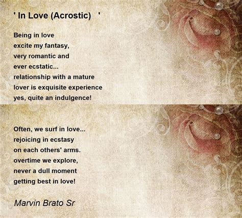In Love Acrostic In Love Acrostic Poem By Marvin Brato Sr