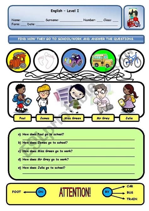 How Do They Go To Schoolwork Esl Worksheet By Xani