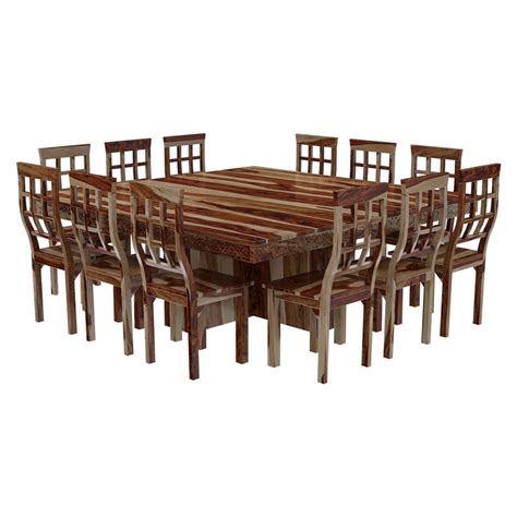 Dallas Ranch Square Pedestal Solid Wood 15 Piece Dining Room Set
