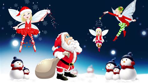 Santa Claus With Angels And Snowmans Hd Santa Claus Wallpapers Hd