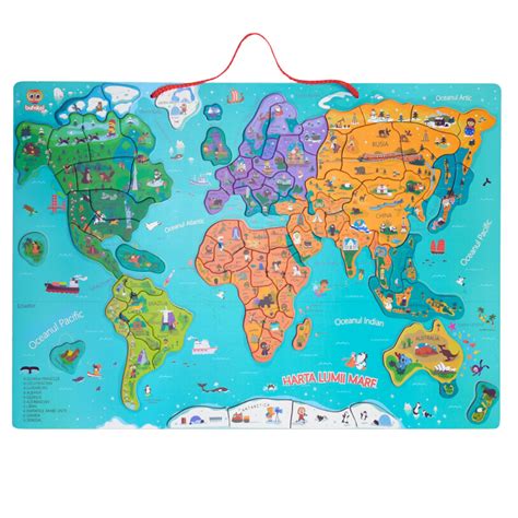 Harta Lumii Mare Puzzle Magnetic Lbromana ⭐ Bebeluc