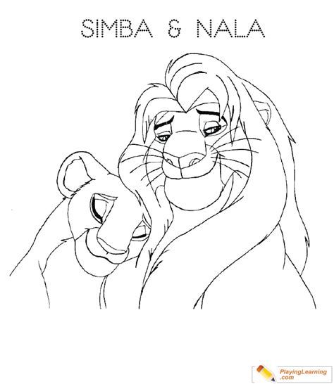 The Lion King Simba Nala Coloring Page 04 Free The Lion King Simba