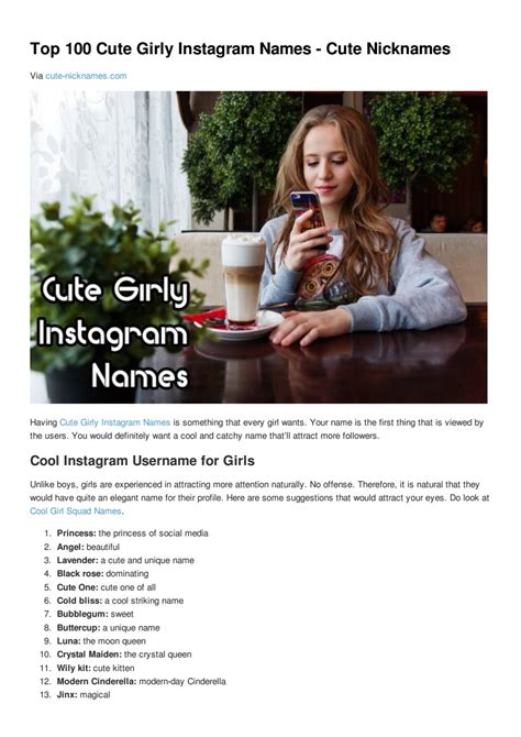 Top 100 Cute Girly Instagram Names Cute Nicknames By Cute