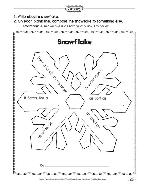 Simile Snowflake Poetry 3rd Grade Writing Classroom Writing Winter