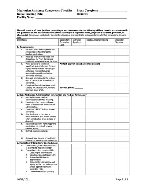 Printable Caregiver Checklist