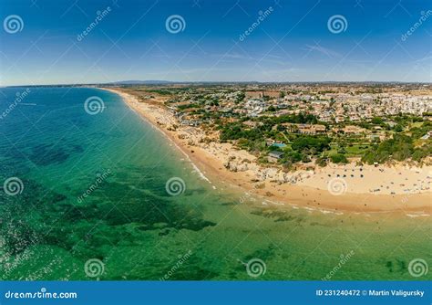 Panoramic Aerial View of Praia Da Gale Beach, Near Albufeira and