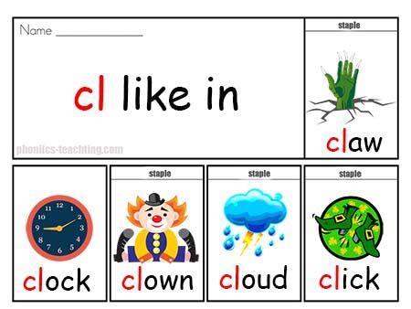 Cl Words FREE Printable Phonics Flip Book Words Starting With Fl Phonics Practice