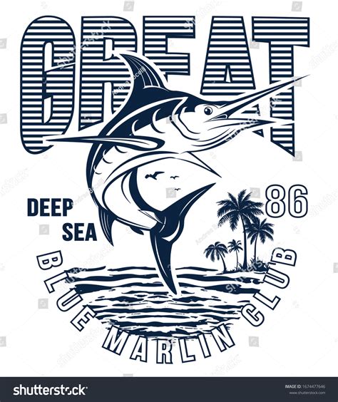 Blue Marlin Fishing Logo Illustrationblack Marline Stock Vector