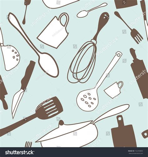 Seamless Cook Background Retro Kitchen Wallpaper