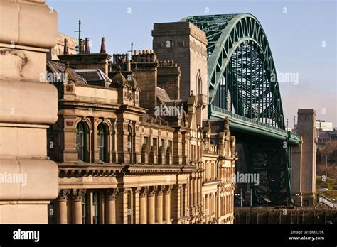 The Quayside In Newcastle And The Tyne Bridge As Viewed Looking Down