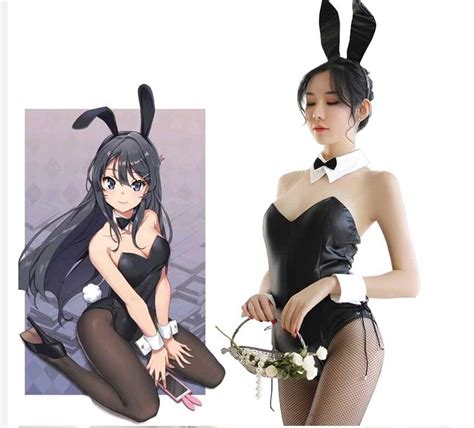 Sakurajima Mai Cosplay Costume For Girls Halloween Women Black Sexy Jumpsuit Rascal Does Not