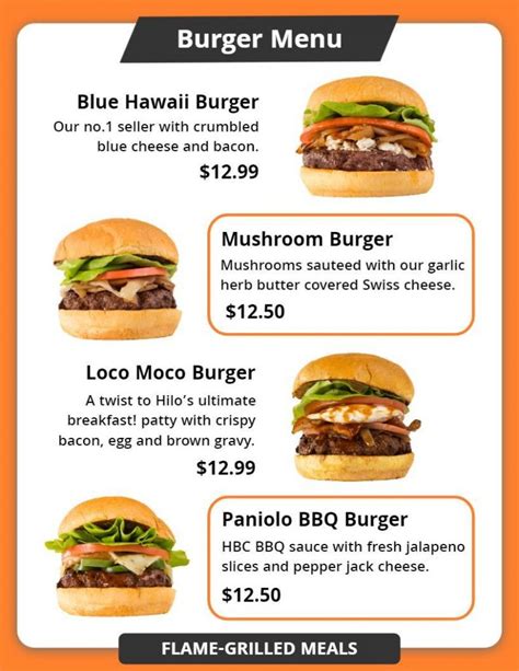 Burger Menu Design Ideas Examples And Samples