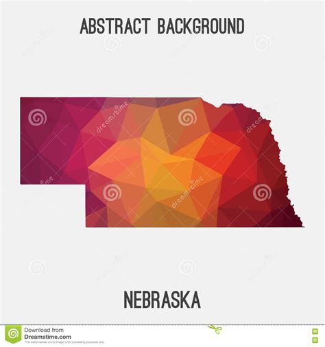 Nebraska Map In Geometric Polygonalmosaic Style Stock Illustration