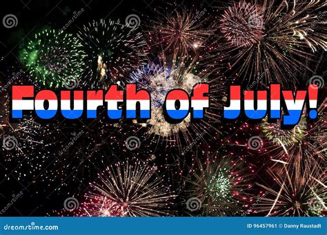 Fourth Of July With Colorful Fireworks Stock Illustration