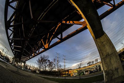 A Fisheye View Under The Chicago Skyway Bridge Photograph By Sven