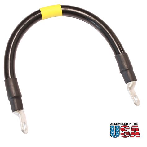 3/0 gauge (awg) black battery cable has an amperage capacity of 300 amps at 12 volts dc and a length of 14.8 feet. AWG #1/0 Black Battery Interconnect Cable 10" with 3/8 ...