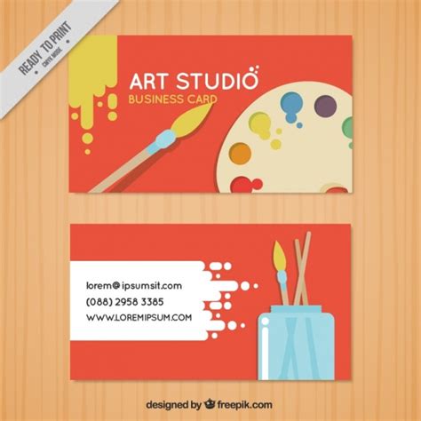 Free Vector Red Business Card Art Studio