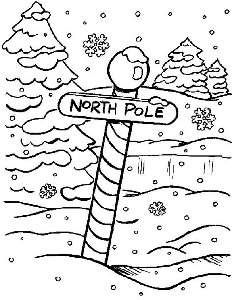 North Pole Sign Polo Norte Dibujo Bosque Colores