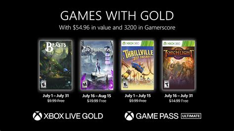 Games With Gold July Xbox Wire