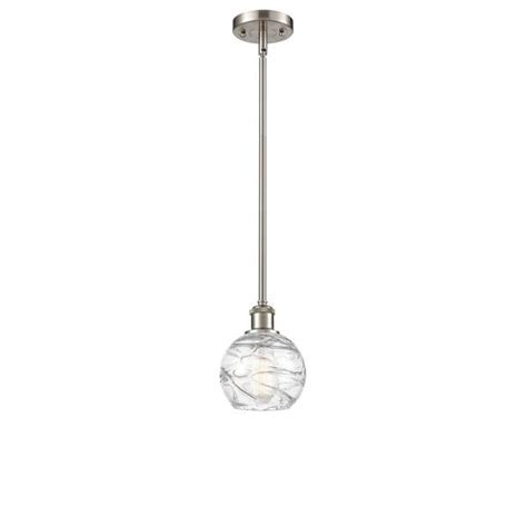 Innovations Athens Deco Swirl 1 Light Brushed Satin Nickel Globe Pendant Light With Clear Deco