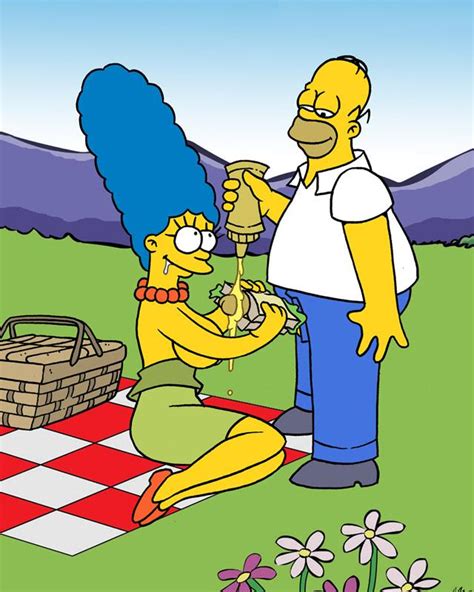 Rule 34 Clothes Color Day Female Food Homer Simpson Human Male Marge Simpson Outdoors Penis