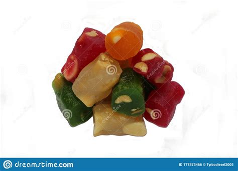 Mix Of Candied Fruit With A Variety Of Flavors Orange Cherry Kiwi