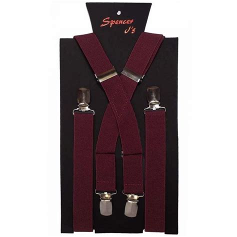 Burgundy Mens Suspenders 1inch X Back Spencer Js
