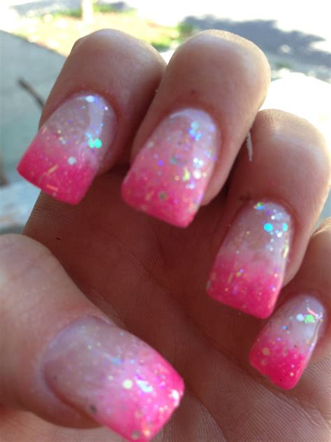 Get the Perfect Pink and White Ombre Nails with Glitter – The FSHN