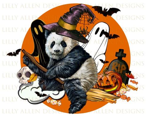 Panda Halloween Png Sublimation Design Halloween Png Etsy