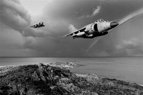 Sea Harriers Over The Falklands Bw Photograph By Gary Eason Pixels