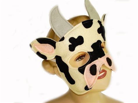 Childrens Cow Farm Animal Felt Mask Etsy