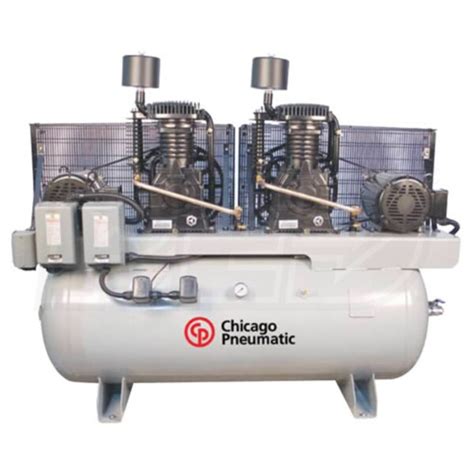 Chicago Pneumatic 20 Hp 120 Gallon Duplex Two Stage Air Compressor 208